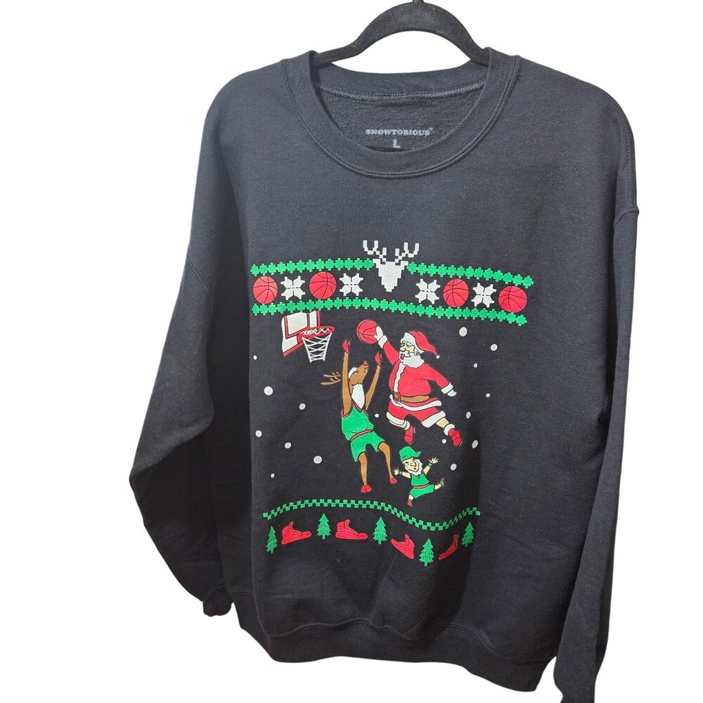 Snowtorious Christmas Basketball Santa Sweatshirt Large